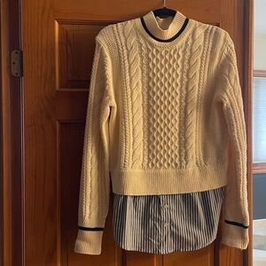 VERONICA BEARD Cream Fritz Mixed-Media Sweater S